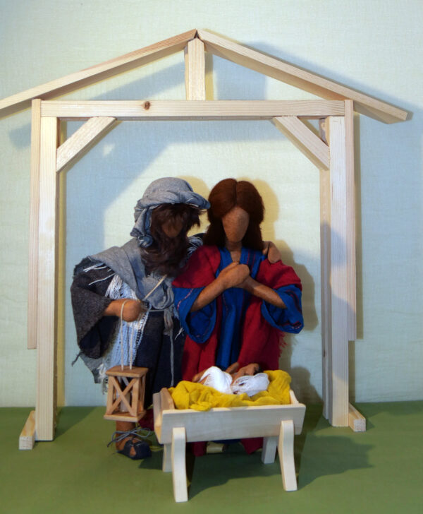 ABF Biblische Erzählfiguren Set Heilige Familie: Josef, Maria und Jesuskind mit Krippe