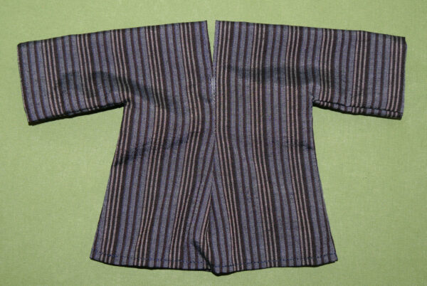Kleid mit Halsschlitz dunkel gestreift braun-blau